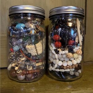 Vintage Mystery Jewelry Jar, Necklaces, Bracelets, Earrings, and More